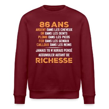 86 Jahre alt lustiges Geburtstagsgeschenk 86 Jahre altes Geschenk - Stanley/Stella Unisex Bio-Sweatshirt ROLLER - Burgunderrot - Vorne - Nik (191cm)