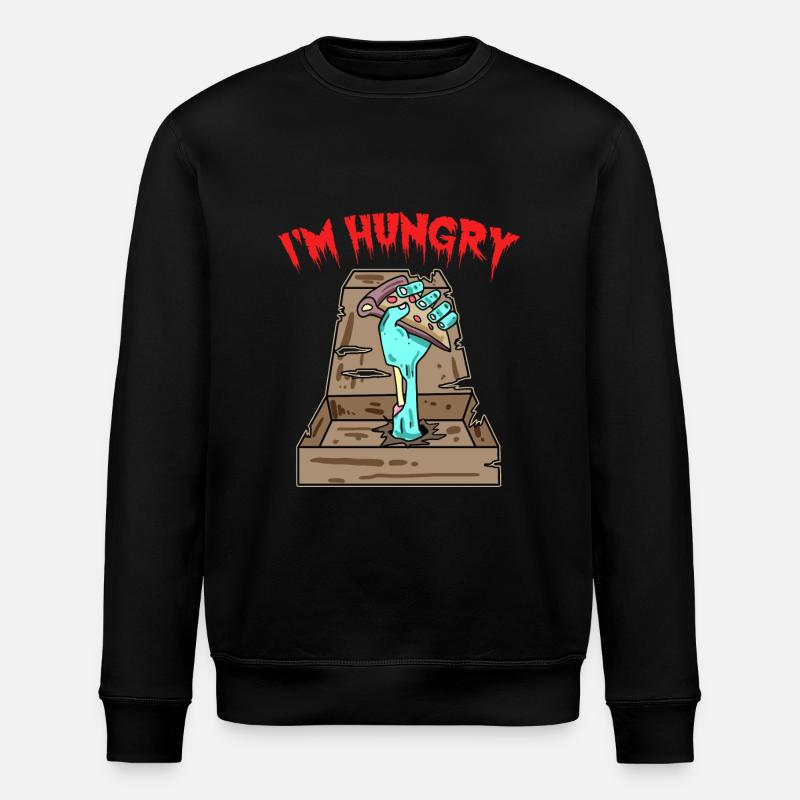 Zombie Pizza Ich habe Hunger - Stanley/Stella Unisex Bio-Sweatshirt ROLLER - Schwarz