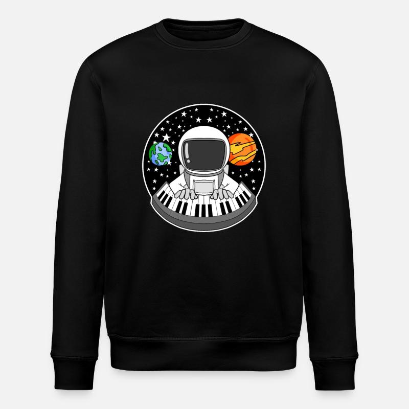 Astronaut plays piano - Stanley/Stella ROLLER Unisex Organic Sweatshirt - black