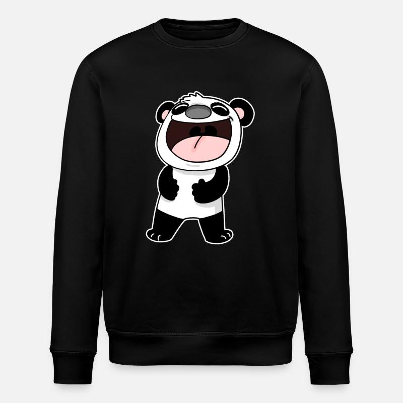 Sweet laughing panda bear - Stanley/Stella ROLLER Unisex Organic Sweatshirt - black