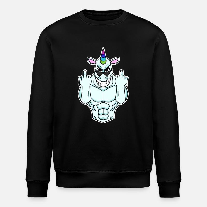 Einhorn Mittelfinger - Stanley/Stella Unisex Bio-Sweatshirt ROLLER - Schwarz