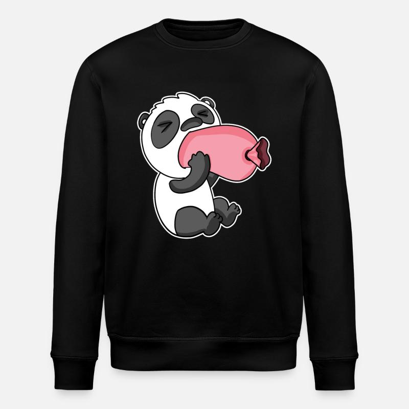 Panda mit Wurst - Stanley/Stella Unisex Bio-Sweatshirt ROLLER - Schwarz
