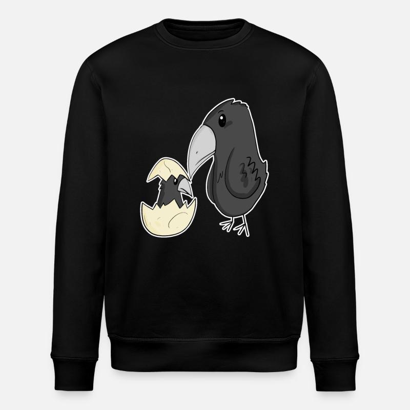 Crow with baby crow - Stanley/Stella ROLLER Unisex Organic Sweatshirt - black