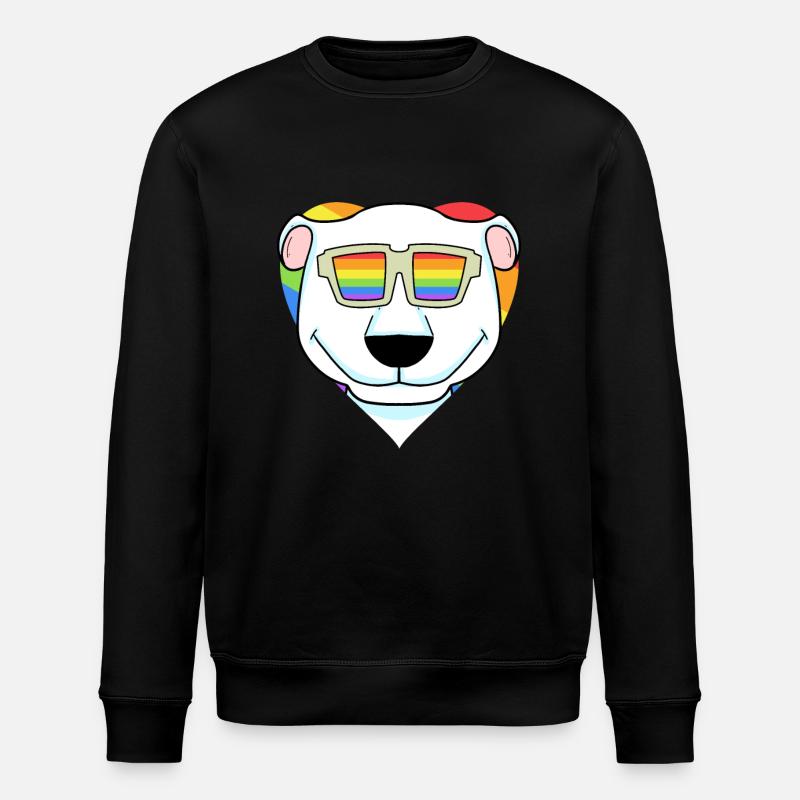 LGBT Tier Eisbär Regenbogen Herz - Stanley/Stella Unisex Bio-Sweatshirt ROLLER - Schwarz