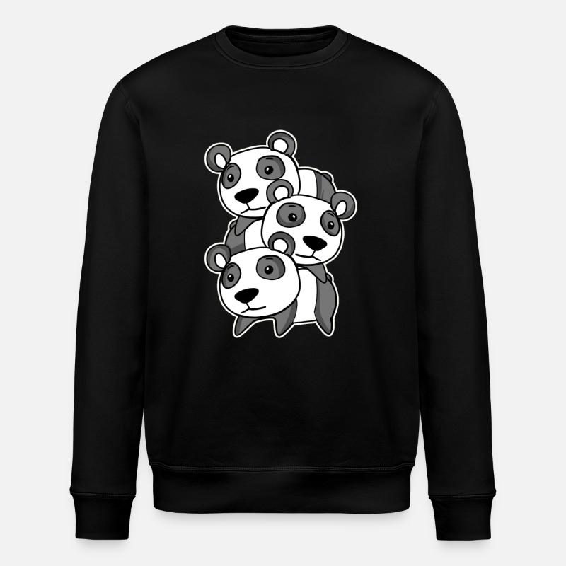 Cute pandas - Stanley/Stella ROLLER Unisex Organic Sweatshirt - black