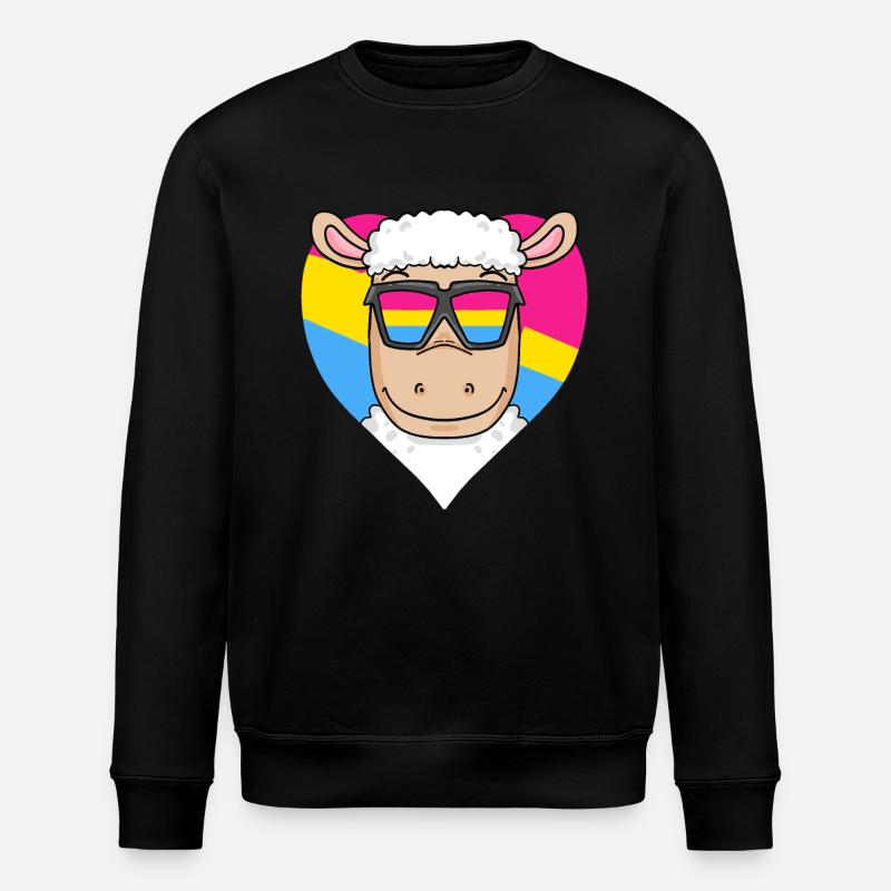 Pansexual Sheep Heart Gift - Stanley/Stella ROLLER Unisex Organic Sweatshirt - black