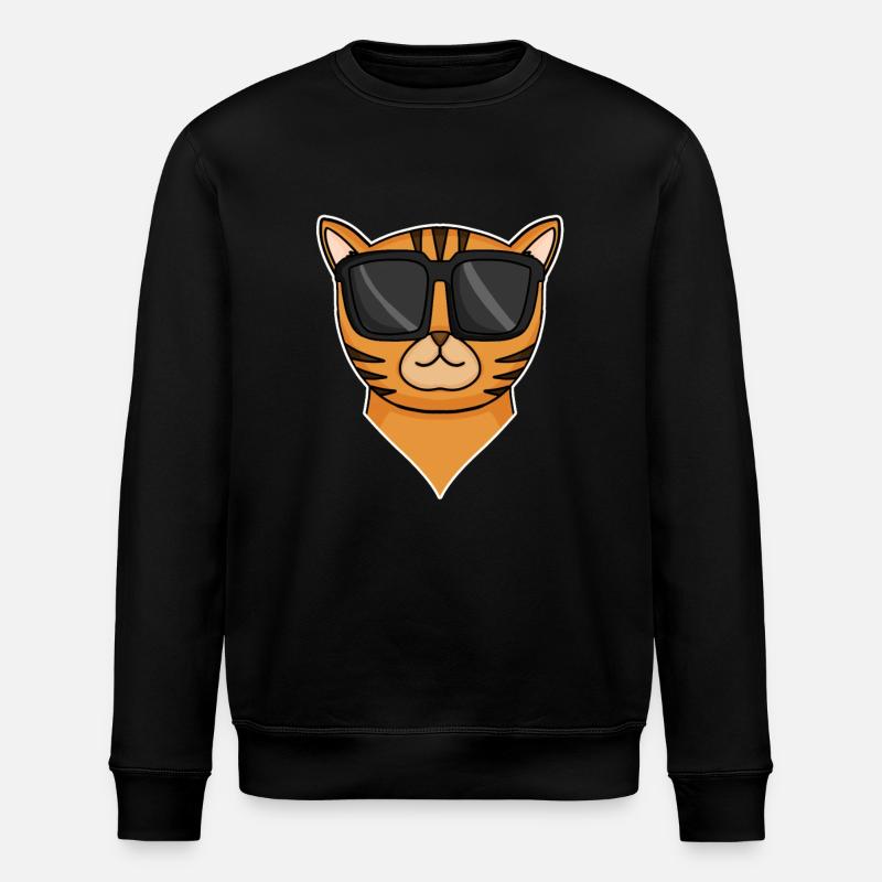 cool cat with sunglasses - Stanley/Stella ROLLER Unisex Organic Sweatshirt - black