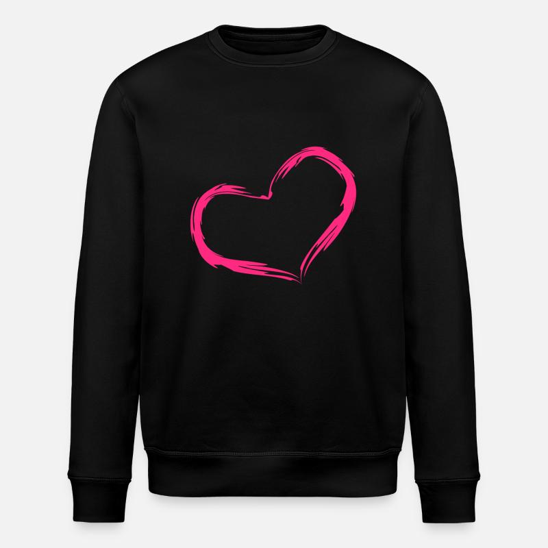 Herz Rosa Geschenk Liebe - Stanley/Stella Unisex Bio-Sweatshirt ROLLER - Schwarz