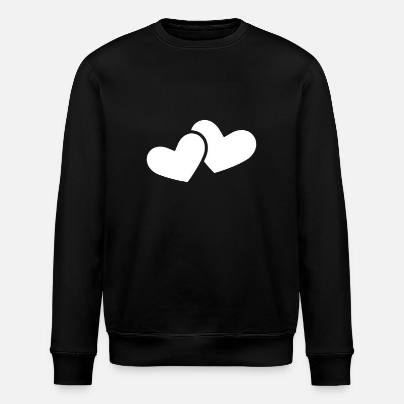Double coeur blanc - Sweat bio ROLLER Stanley/Stella Unisexe - noir