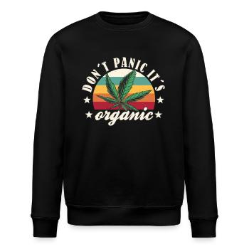 Cannabis lustiger Spruch Don´t Panic It´s Organic - Stanley/Stella Unisex Bio-Sweatshirt ROLLER - Schwarz - Vorne - Nik (191cm)