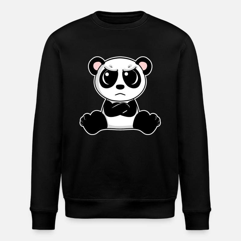 Cute panda is annoyed - Stanley/Stella ROLLER Unisex Organic Sweatshirt - black
