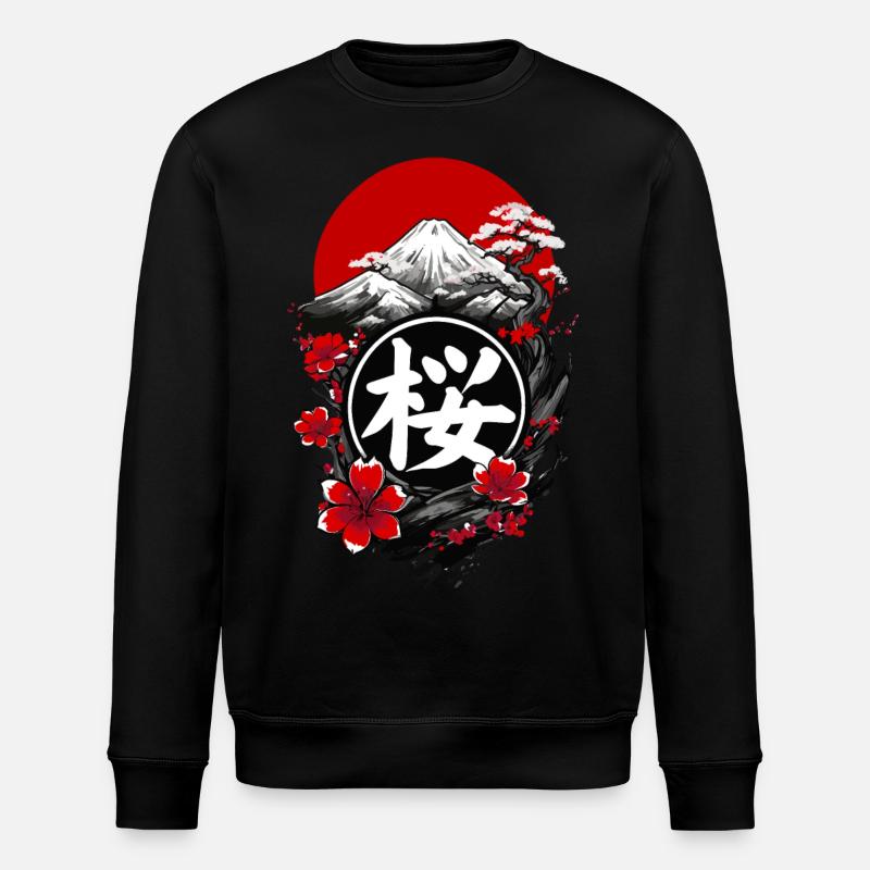 Japanische Kirschblüte - Stanley/Stella Unisex Bio-Sweatshirt ROLLER - Schwarz