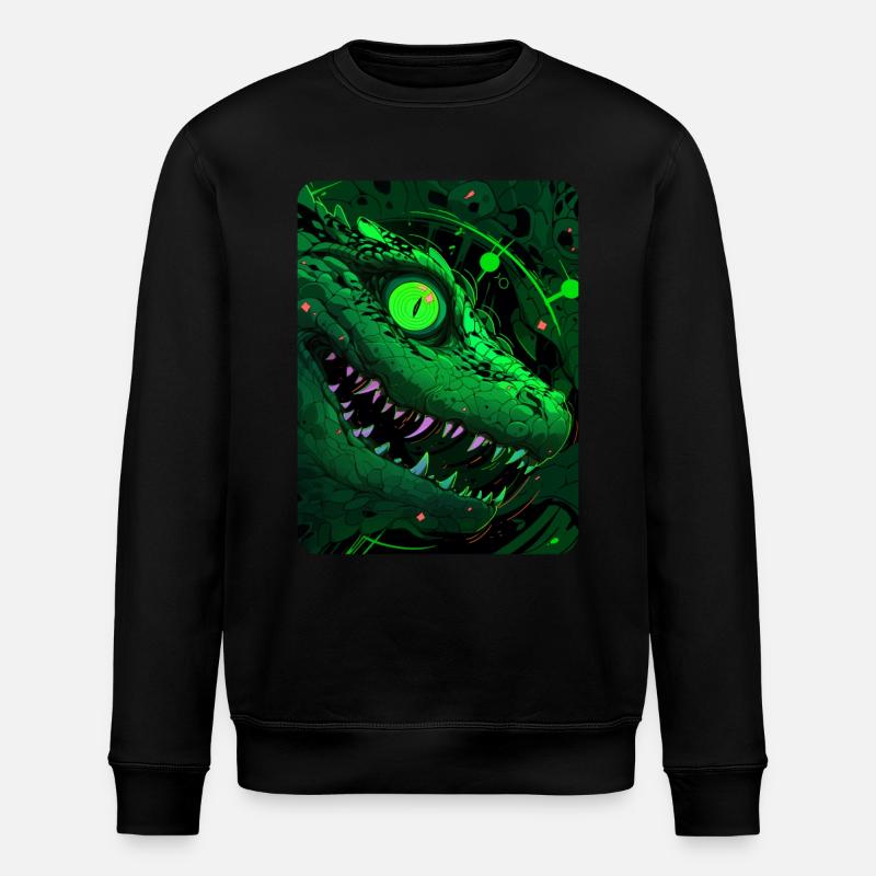 Lézard maniaque vert - Sweat bio ROLLER Stanley/Stella Unisexe - noir