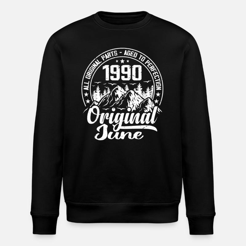 June 1990 Original: 34 Years Anniversary Gift - Stanley/Stella ROLLER Unisex Organic Sweatshirt - black