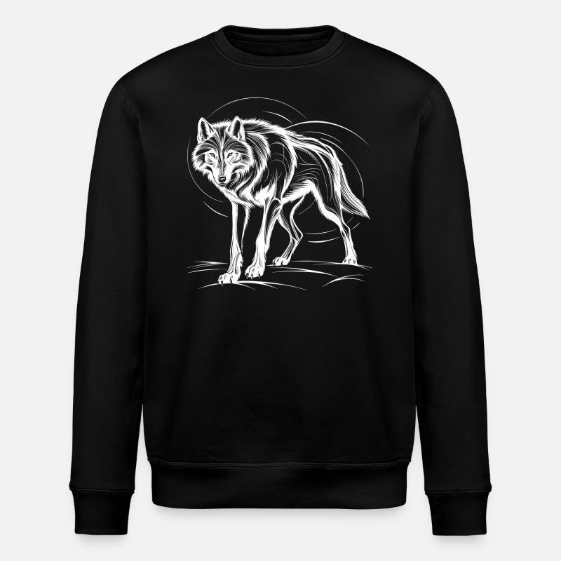 Wolf, weiß - Stanley/Stella Unisex Bio-Sweatshirt ROLLER - Schwarz
