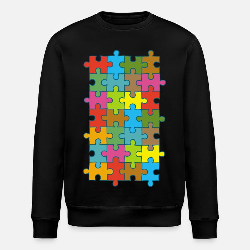 Mehrfarbiges Puzzle - Stanley/Stella Unisex Bio-Sweatshirt ROLLER - Schwarz