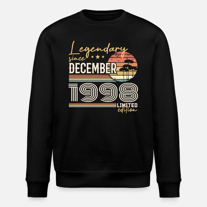 27th Anniversary Gift December 1998 - Stanley/Stella ROLLER Unisex Organic Sweatshirt - black