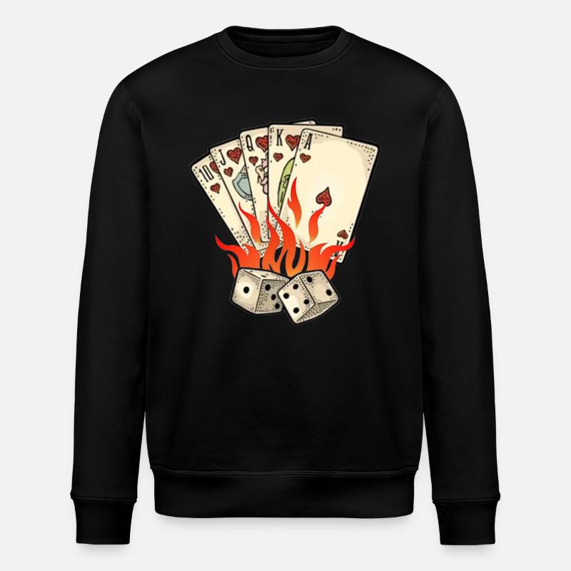 Cards Dice On Fire - Stanley/Stella ROLLER Unisex Organic Sweatshirt - black