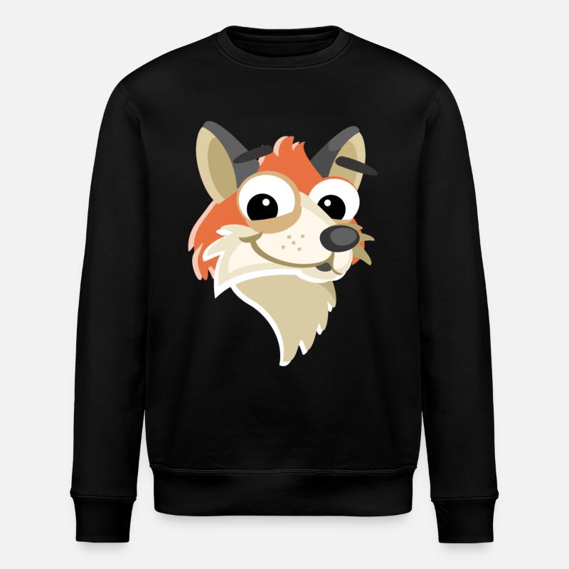 Fuchs Kopf Gesicht - Stanley/Stella Unisex Bio-Sweatshirt ROLLER - Schwarz