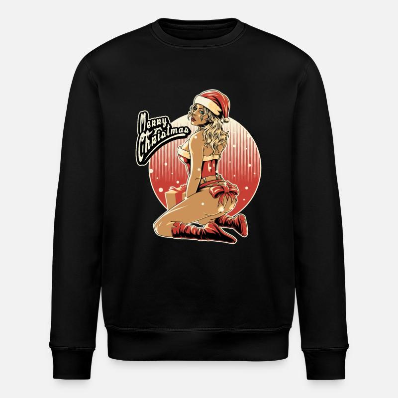Xmas-pin-up-final-file - Rahmenlos design gift - Stanley/Stella ROLLER Unisex Organic Sweatshirt - black
