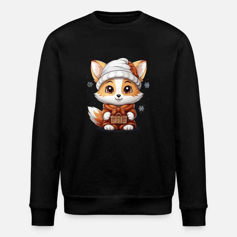 Fuchs Weihnachts Design - Kawaii Style - Stanley/Stella Unisex Bio-Sweatshirt ROLLER - Schwarz