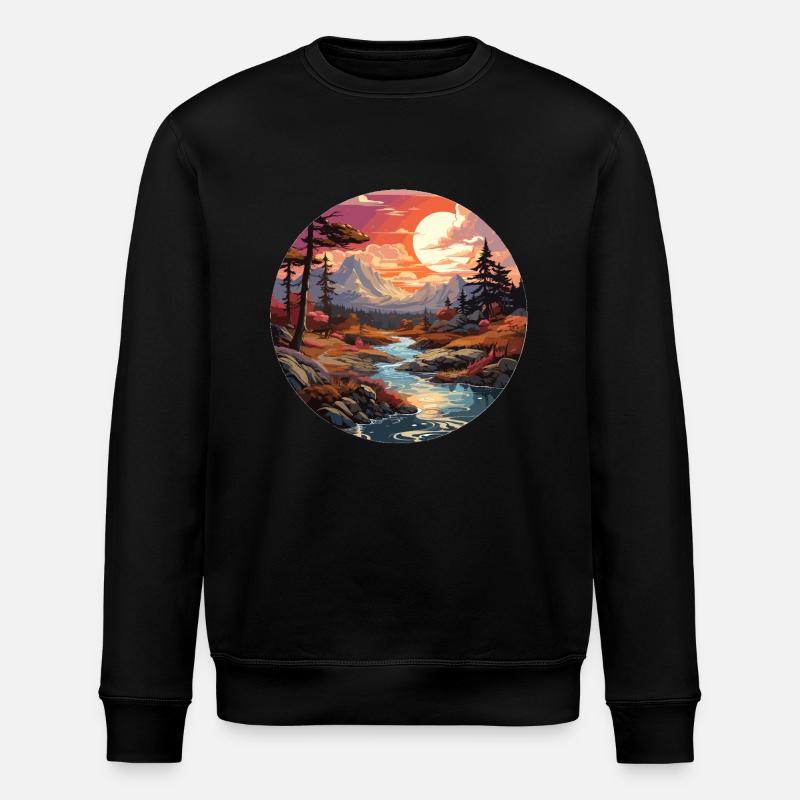 Landscape - Illustration - Stanley/Stella ROLLER Unisex Organic Sweatshirt - black