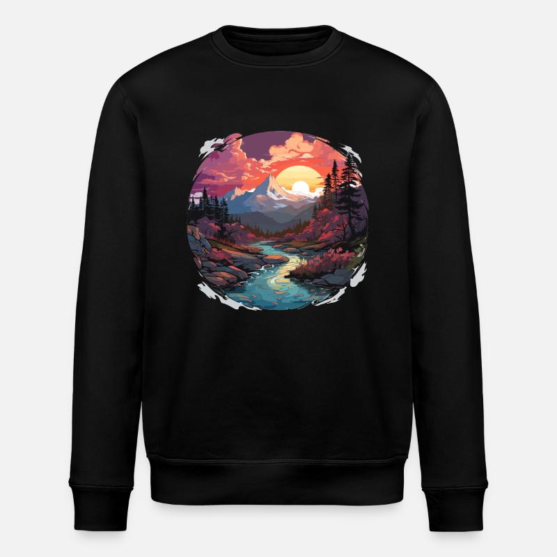 Landschaft - Illustration - Stanley/Stella Unisex Bio-Sweatshirt ROLLER - Schwarz