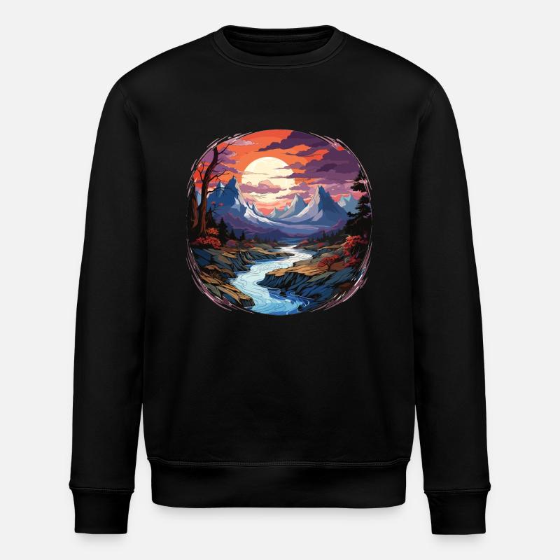 Landscape - Illustration - Stanley/Stella ROLLER Unisex Organic Sweatshirt - black