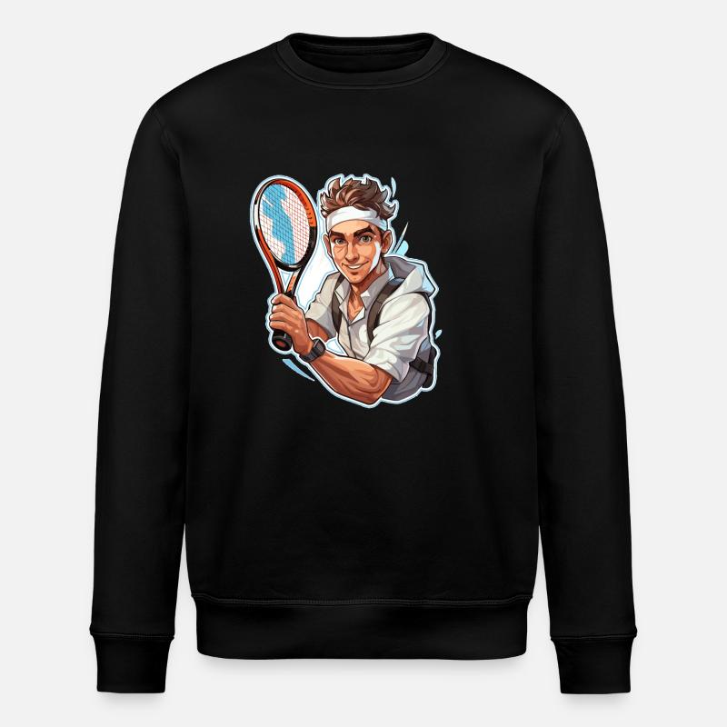 Tennis Spieler - Illustration - Stanley/Stella Unisex Bio-Sweatshirt ROLLER - Schwarz