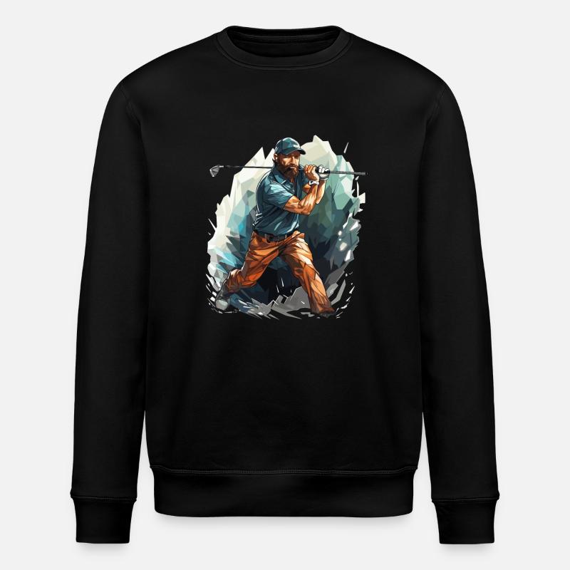 Golf Player - Illustration - Stanley/Stella ROLLER Unisex Organic Sweatshirt - black