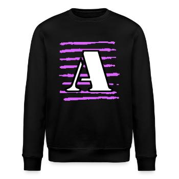 black white purple stripes a - Stanley/Stella ROLLER Unisex Organic Sweatshirt - black - Front - Nik (191cm)