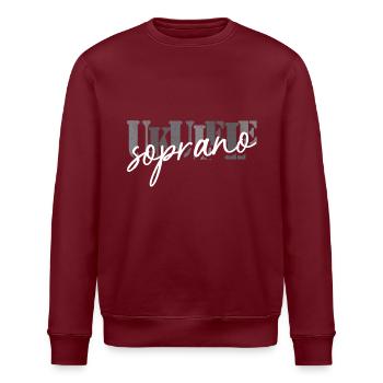 Sopran Ukulele schwarz weiß - Stanley/Stella Unisex Bio-Sweatshirt ROLLER - Burgunderrot - Vorne - Nik (191cm)