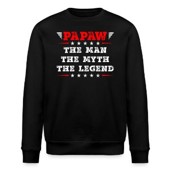 Papa Opa Spruch Papaw The Man The Myth The Legend - Stanley/Stella Unisex Bio-Sweatshirt ROLLER - Schwarz - Vorne - Nik (191cm)