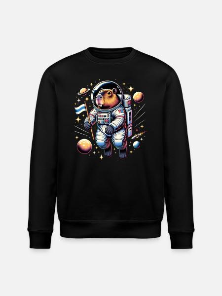 Capybaras Søt Capybara Astronaut - Stanley/Stella ROLLER økologisk unisex-sweatshirt - svart