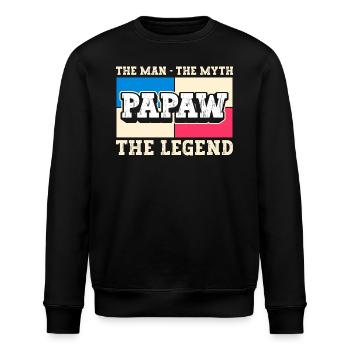 Papa Vater Opa Geschenkidee Papaw Spruch Retro - Stanley/Stella Unisex Bio-Sweatshirt ROLLER - Schwarz - Vorne - Nik (191cm)
