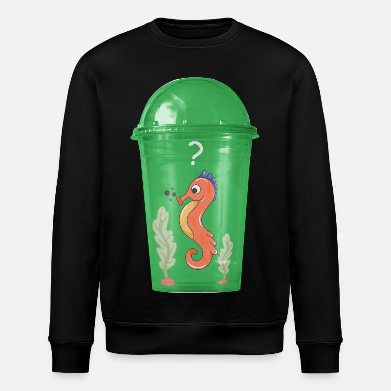 Seepferd im Becher - Stanley/Stella Unisex Bio-Sweatshirt ROLLER - Schwarz