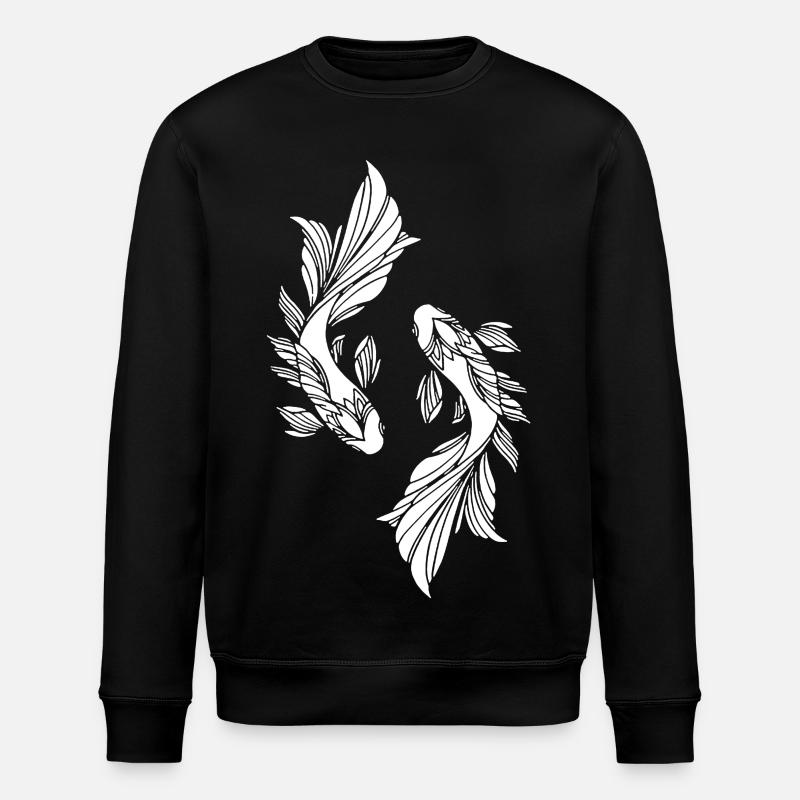 Two white fish - Stanley/Stella ROLLER Unisex Organic Sweatshirt - black