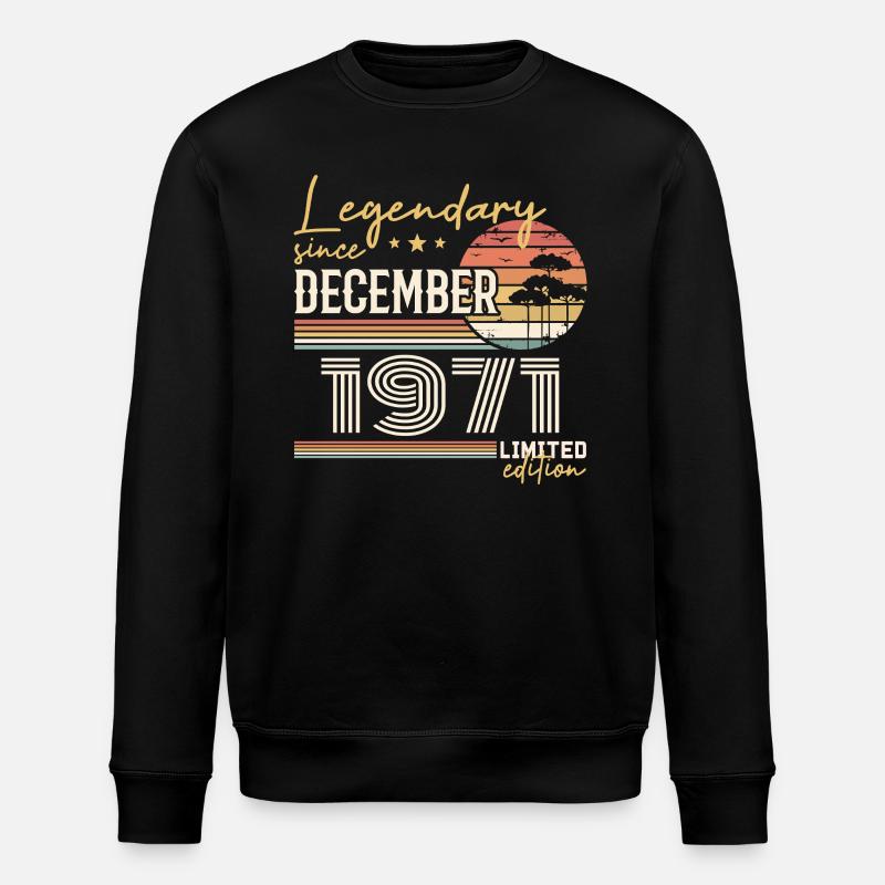 December 1971 54th Anniversary Gift - Stanley/Stella ROLLER Unisex Organic Sweatshirt - black
