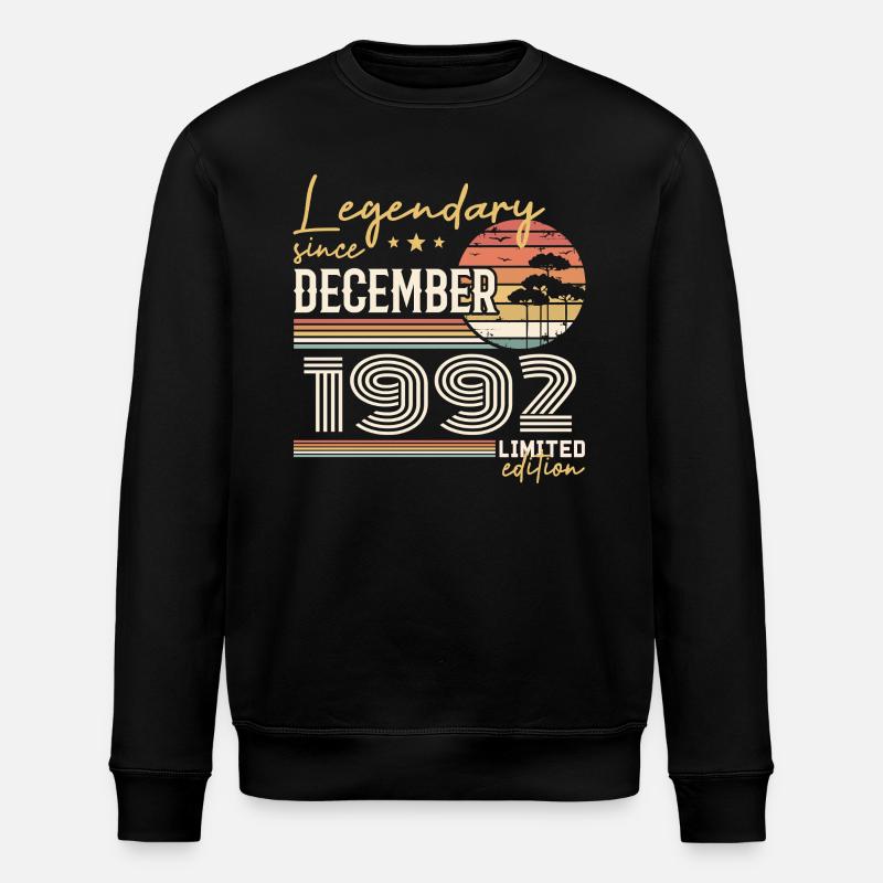 Cadeau 33e Anniversaire Décembre 1992 - Sweat bio ROLLER Stanley/Stella Unisexe - noir