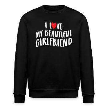 Paare Liebe Herz Freund Geschenkidee Beziehung - Stanley/Stella Unisex Bio-Sweatshirt ROLLER - Schwarz - Vorne - Nik (191cm)