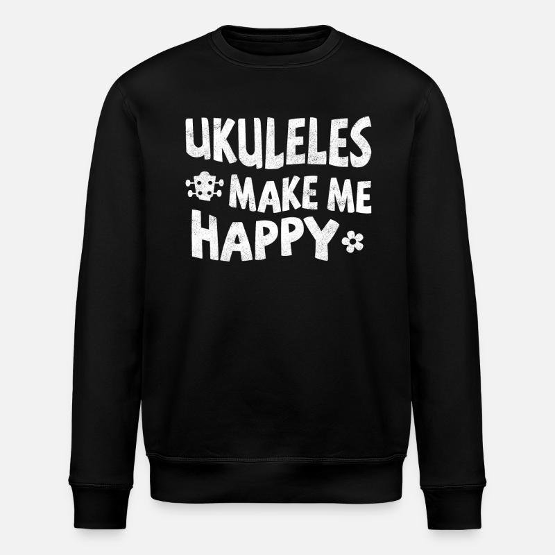 Ukuleles make me happy - Stanley/Stella ROLLER Unisex Organic Sweatshirt - black
