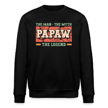Papa Vater Opa Geschenkidee Papaw Spruch Retro - Stanley/Stella Unisex Bio-Sweatshirt ROLLER - Schwarz - Vorne - Nik (191cm)