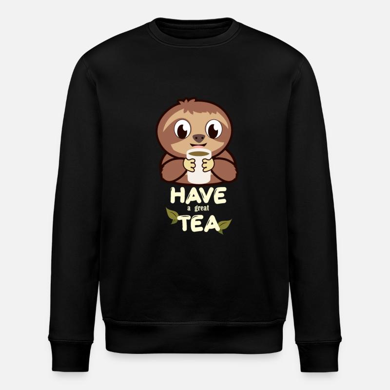 Sloth tea - Stanley/Stella ROLLER Unisex Organic Sweatshirt - black