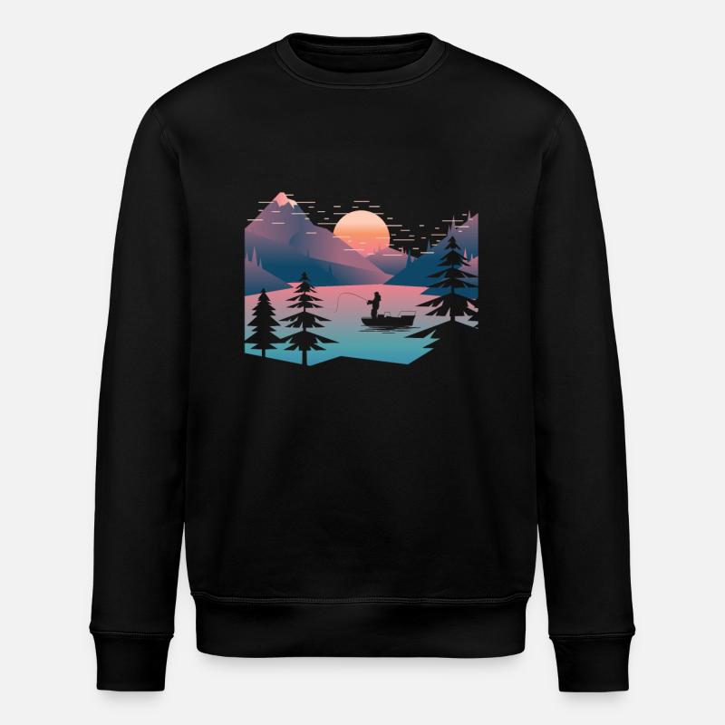 Retro Angeln See - Stanley/Stella Unisex Bio-Sweatshirt ROLLER - Schwarz