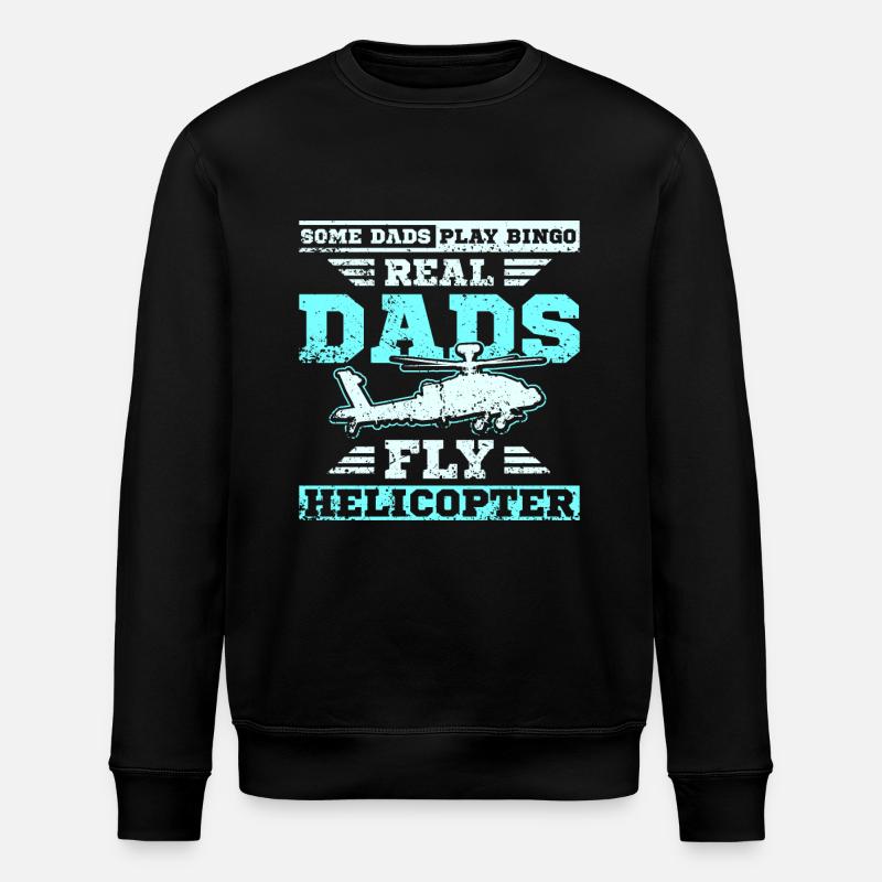 Dads fly helicopter - Stanley/Stella ROLLER Unisex Organic Sweatshirt - black