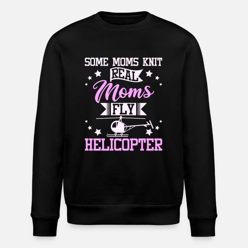 Moms fly helicopter - Stanley/Stella ROLLER Unisex Organic Sweatshirt - black