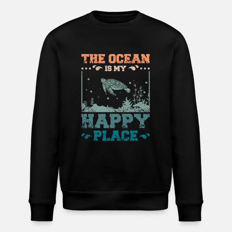 L’océan est mon endroit heureux - Sweat bio ROLLER Stanley/Stella Unisexe - noir