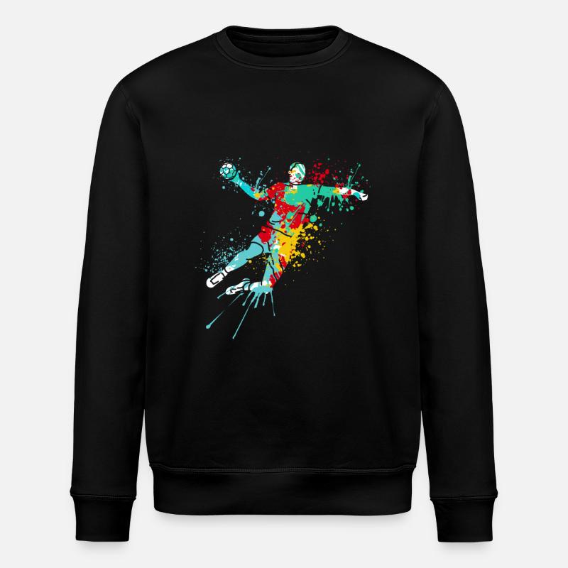 Splash Art Handball Player - Stanley/Stella ROLLER Unisex Organic Sweatshirt - black