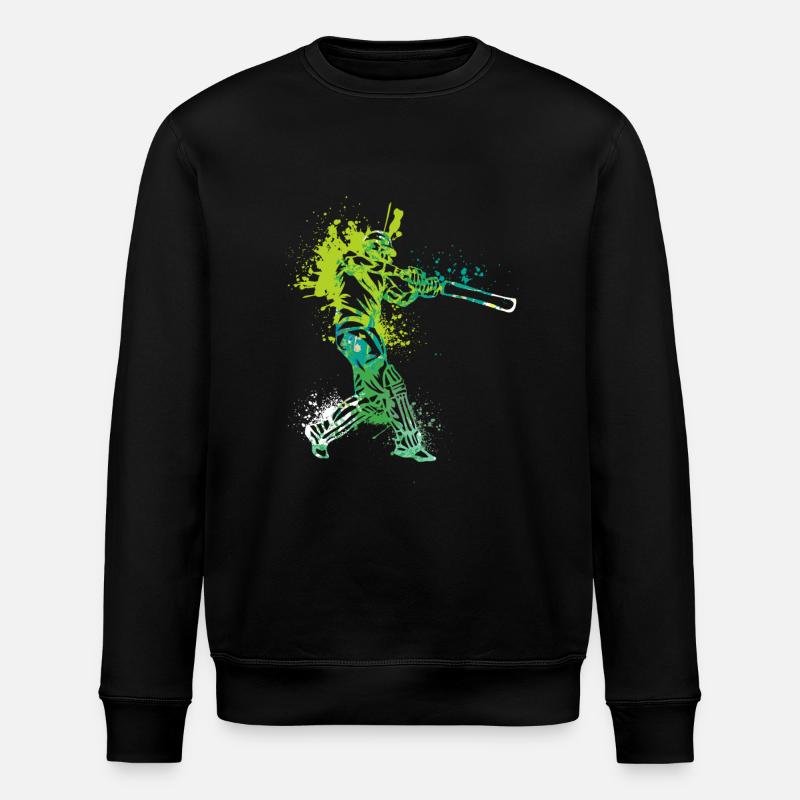 Splash Art Cricket Player - Stanley/Stella ROLLER Unisex Organic Sweatshirt - black