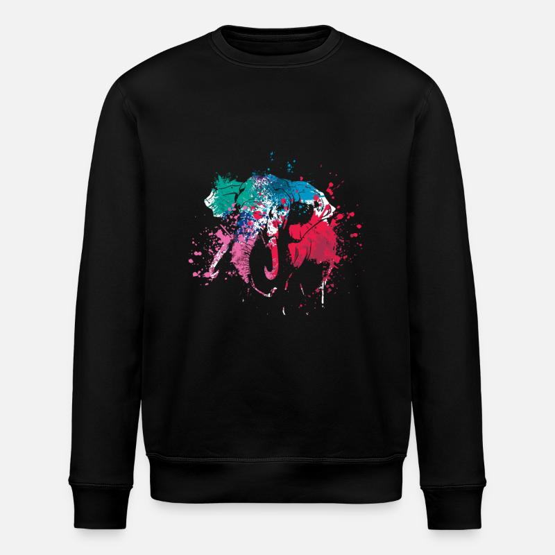 Splash Art Elephants - Stanley/Stella ROLLER Unisex Organic Sweatshirt - black